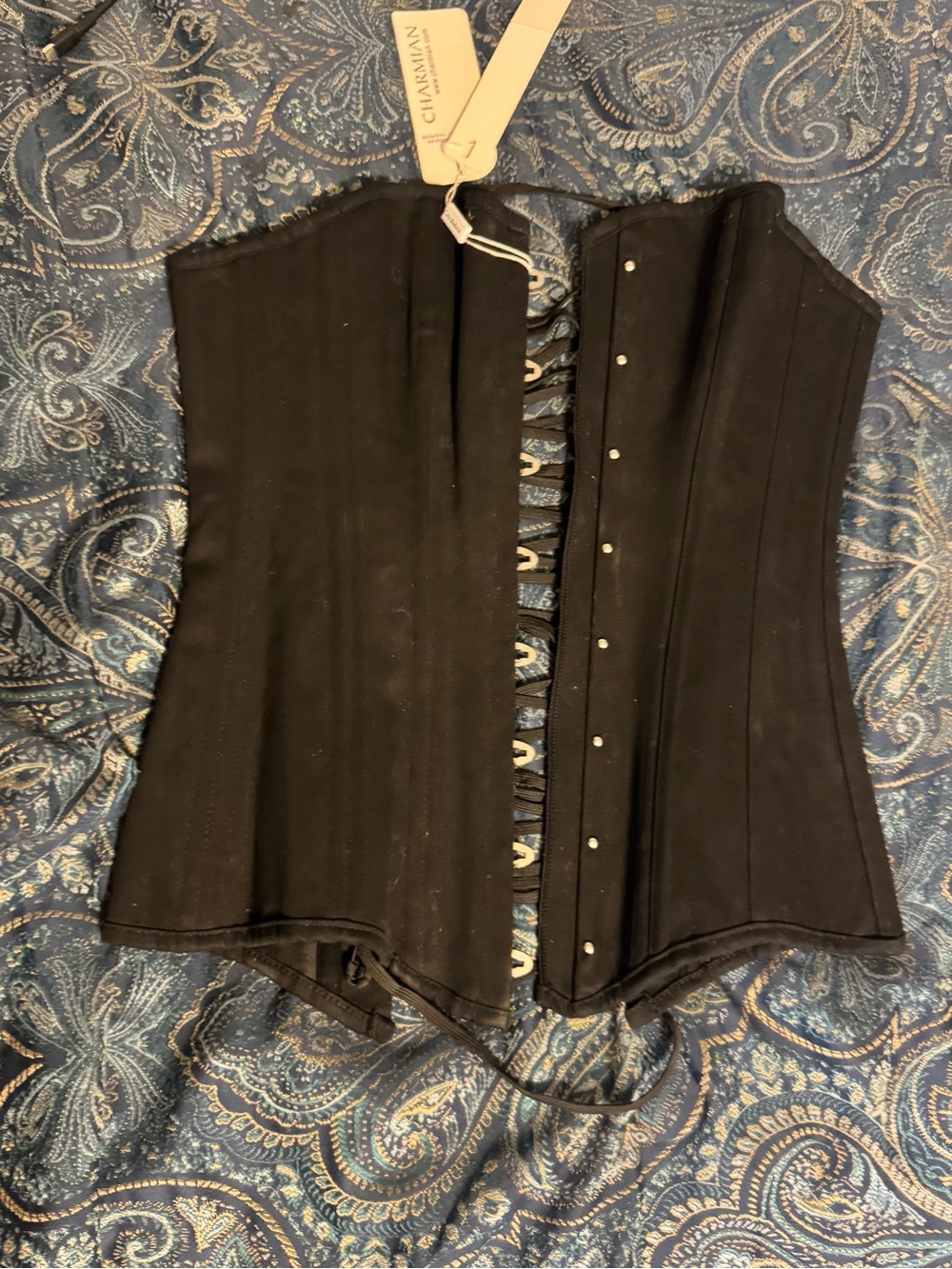 Black Lace-Up Corset Top